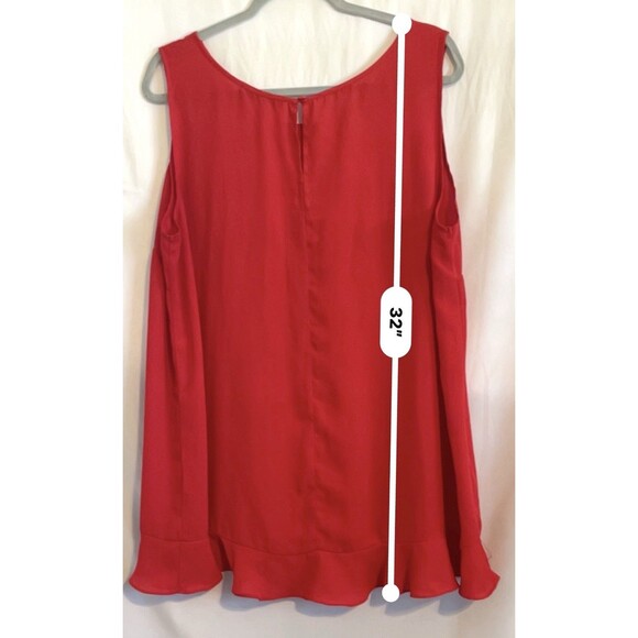 Signature Collection Shirt Sleeveless Hi-low Ruffle Hem Red Blouse Women’s 1X - Picture 7 of 10
